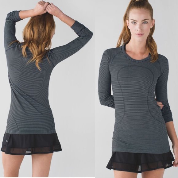 lululemon athletica Tops - lululemon | Swiftly Tech Long Sleeve Tempo Stripe Black / White